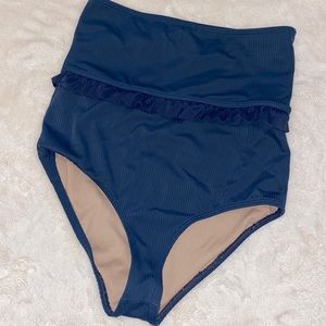 KJ mid ruffle ribbed indigo bottoms